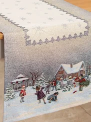 Vánoční běhoun s motivem Zimní radovánky 45x140 cm
