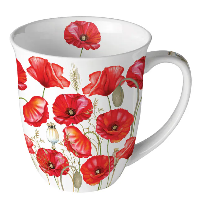 Porzellanbecher Mohnblumen 400 ml