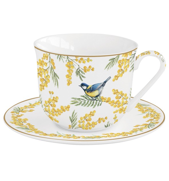 Duża porcelanowa filiżanka ze spodkiem Mimosa 400 ml