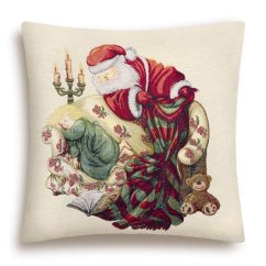 Gobelínový vánoční povlak na polštář s motivem Santa a dítě 45x45 cm