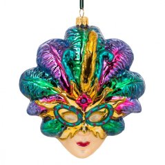 Collectible glass tree ornament Carnival mask 13 cm