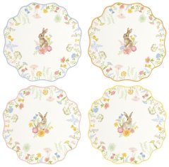 Sada 4 ks porcelánových dezertních talířů Velikonoční zajíček 21 cm