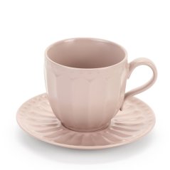 Šálek s podšálkem Pastelově růžový 310 ml