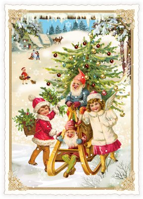 Christmas card On a sleigh 10,5 x 15 cm