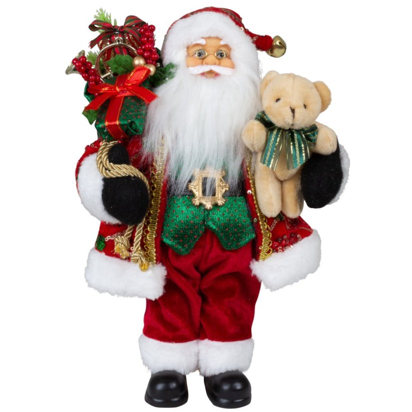 Vánoční dekorace Santa červená-zelená 30 cm