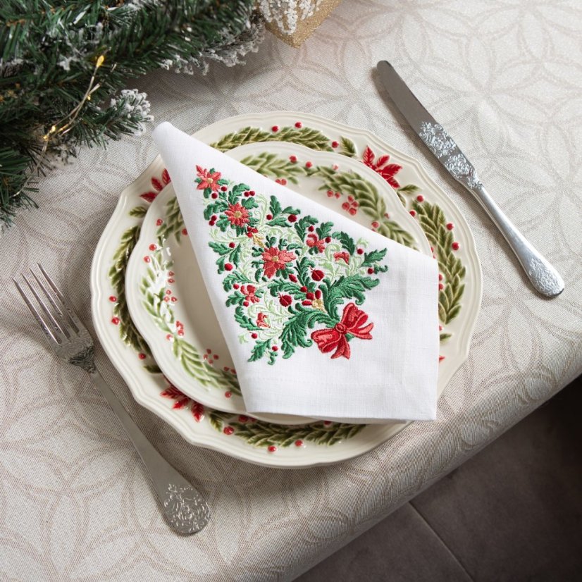 Sada lněných ubrousků Stromeček s mašlí 6 ks