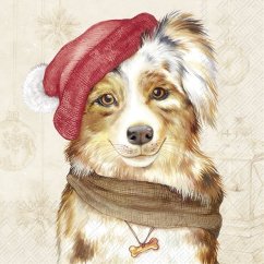 Christmas paper napkins Dog with hat 20 pcs