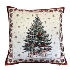 Žakárový vánoční povlak na polštář s motivem Vánoční stromek 50x50 cm