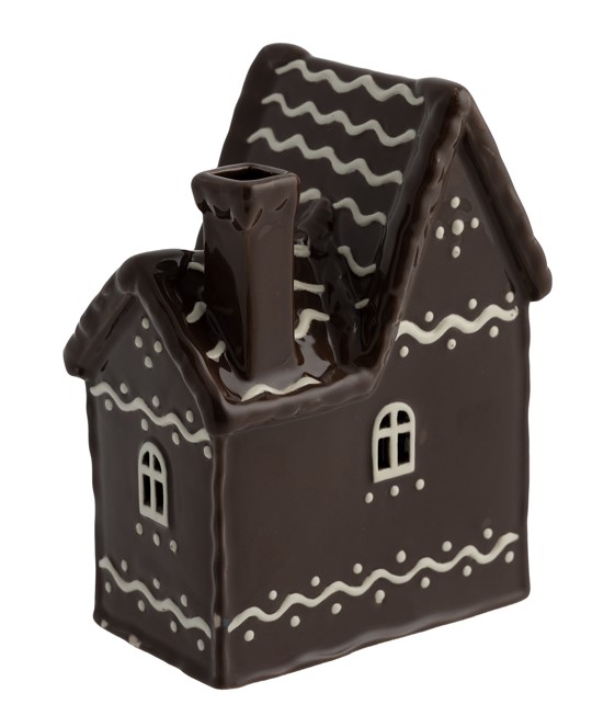 Ceramic candle holder House - Gingerbread house brown 16 cm