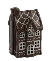 Keramik-Kerzenhalter House - Lebkuchenhaus braun glänzend 14 cm