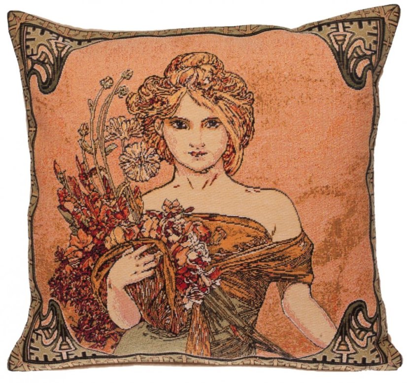Gobelínový povlak na polštář Jaro, Alfons Mucha 45x45 cm