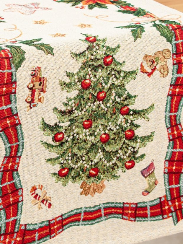 Vianočný behúň s motívom vianočného stromčeka 40x100 cm