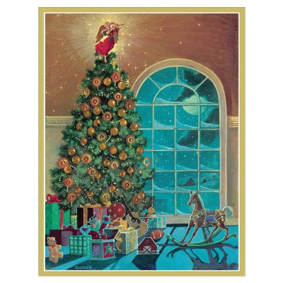 Christmas card Christmas tree with angel 12 x 15 cm