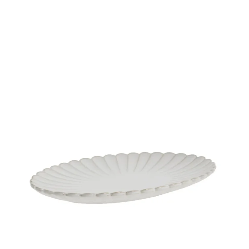 Porcelain oval serving plate Chrysanthemum beige 30 cm