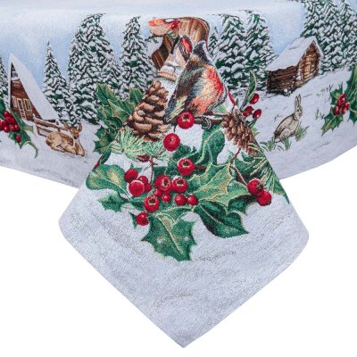 Tapestry Christmas tablecloth with motif Winter landscape