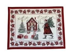 Christmas jacquard placemat Santa with tree 35x45 cm