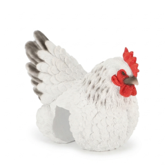 Garden figurine: White hen on a fence