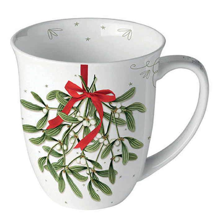 Porcelánový vánoční hrnek Jmelí 400 ml