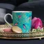 Porcelánový hrnek s 22karátovým zlatem Ptáci - zelený 340 ml