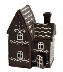 Keramik-Kerzenhalter House - Lebkuchenhaus braun 16 cm