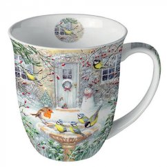 Porcelánový vánoční hrnek Ptáčci v zimě 400 ml