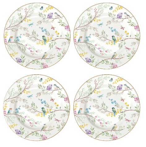 Zestaw 4 porcelanowych talerzy deserowych Blooming Garden 19 cm