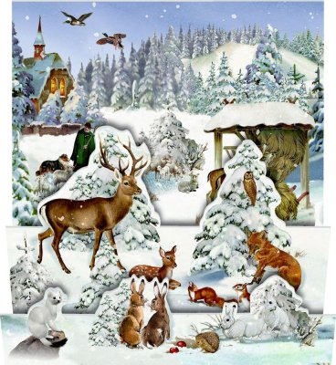 Pohlednicový mini adventní kalendář Zvířata v lese 11,5x16,5 cm
