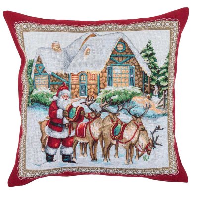 Christmas pillowcase with reindeer carriage motif 45x45 cm