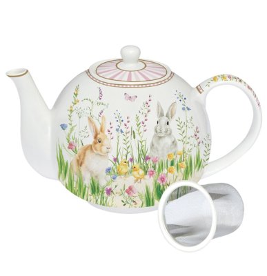 Porcelánová kanvica so sitkom Veľkonočné zajačiky 1l