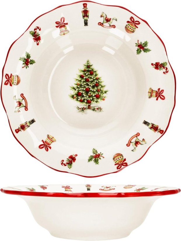 Keramický vánoční hluboký talíř Vánoční stromek 26 cm