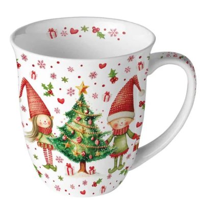 Porcelánový vánoční hrnek Vánoční skřítci 400 ml