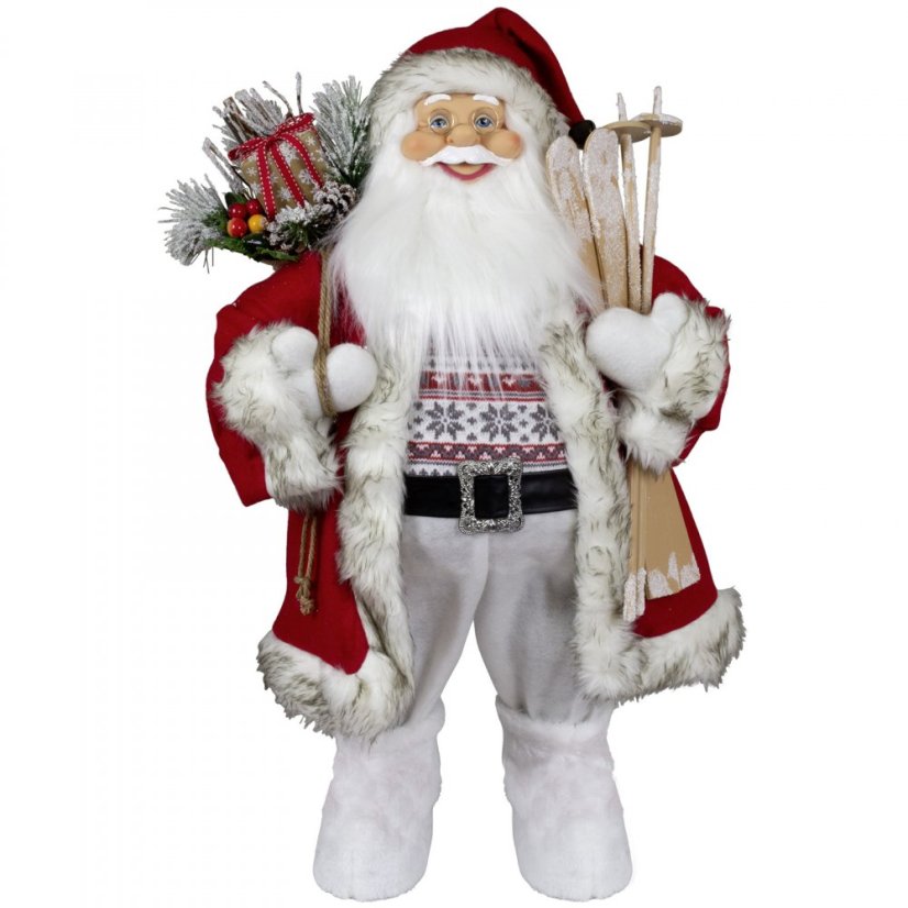 Vianočná dekorácia Santa s lyžami 80 cm